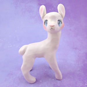 Cream Llama Figurine - Polymer Clay Animals Collection