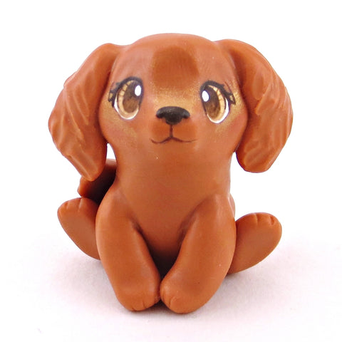 Red Golden Retriever Dog Figurine - Polymer Clay Spring Collection