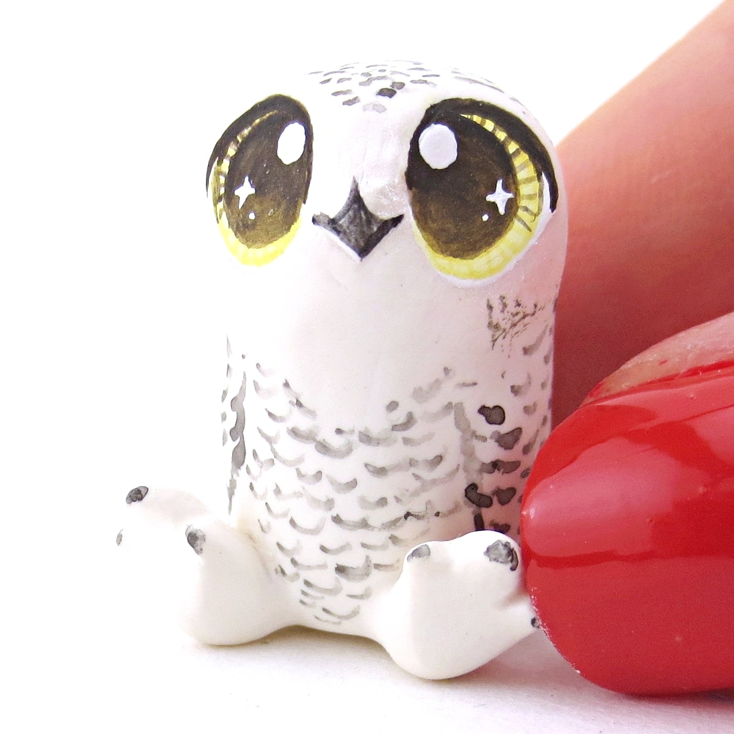 Little Snowy Owl Figurine - Polymer Clay Christmas Animals