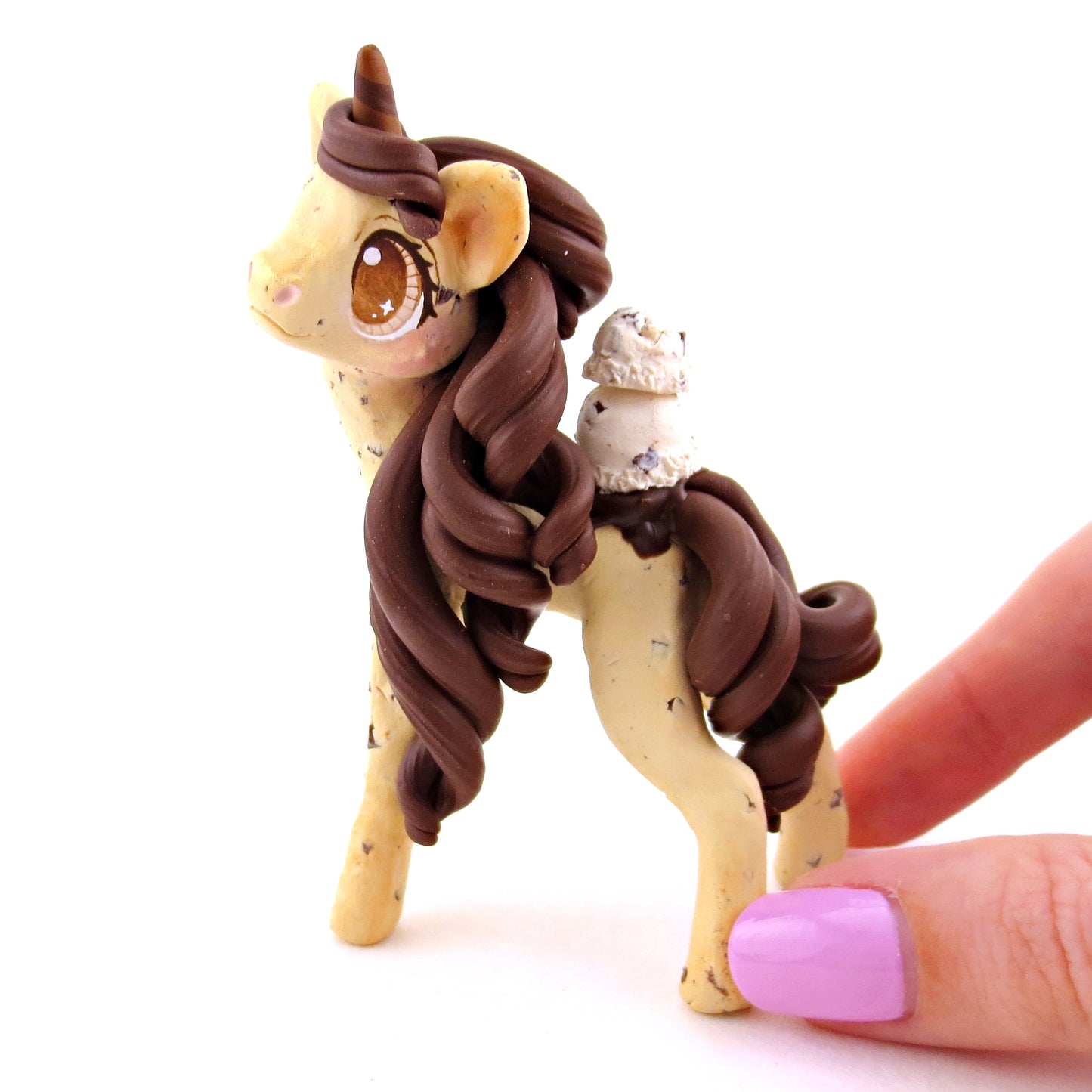 Chocolate Chip Cookie Dough Ice Cream Unicorn Figurine - Polymer Clay Ice Cream Animals