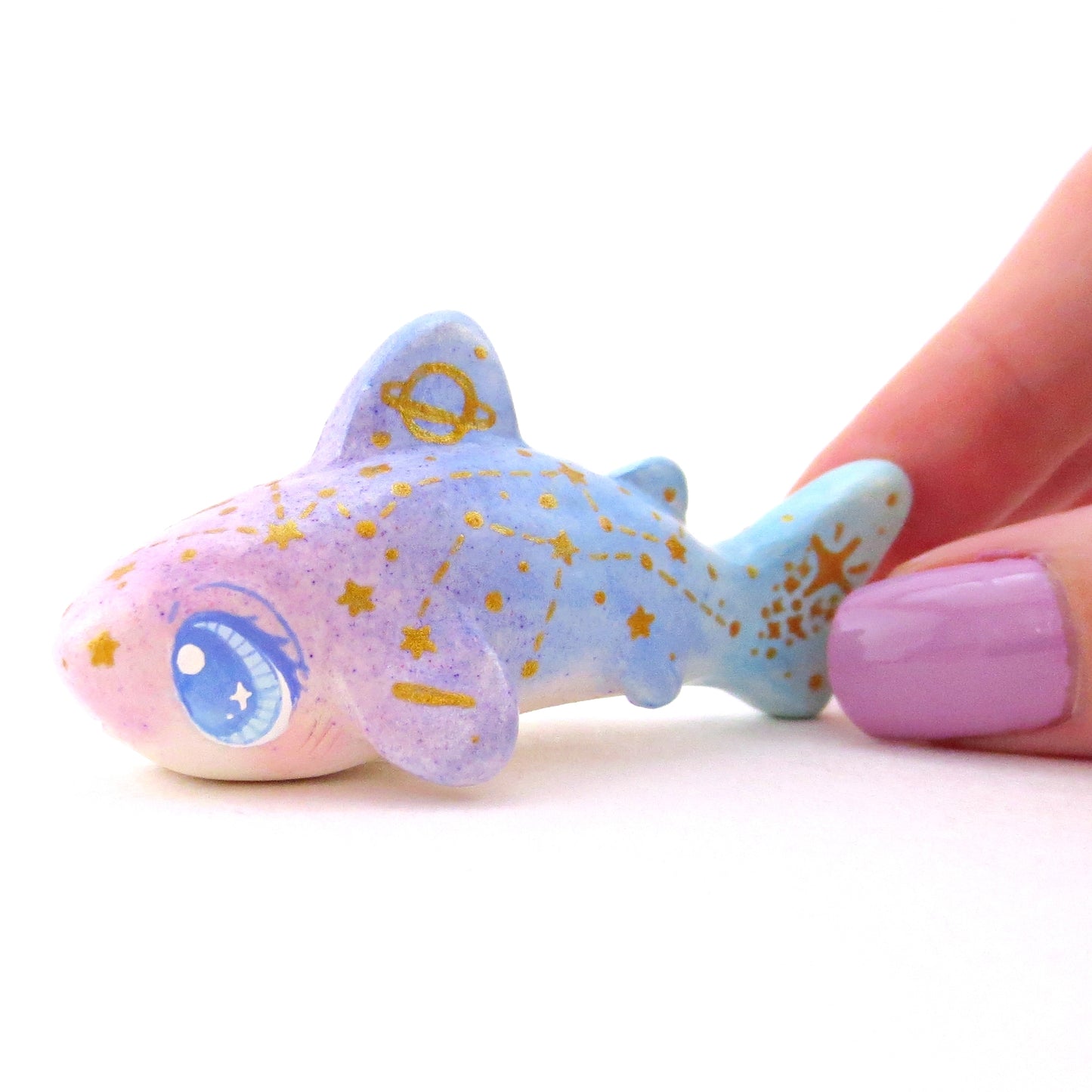 Purple/Blue Ombre Constellation Leopard Shark Figurine - Polymer Clay Celestial Sea Animals