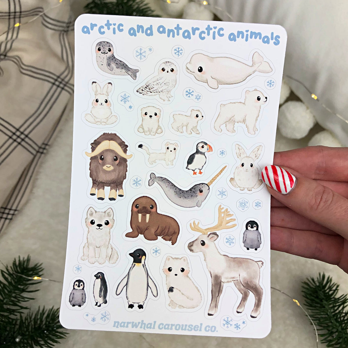 Polar Bear Sticker Sheet, Matte Stickers, Zoo, Animal Love, Animals,  Stationary, for Journals, Planners, Gifts, Notebooks, Travel, Arctic 