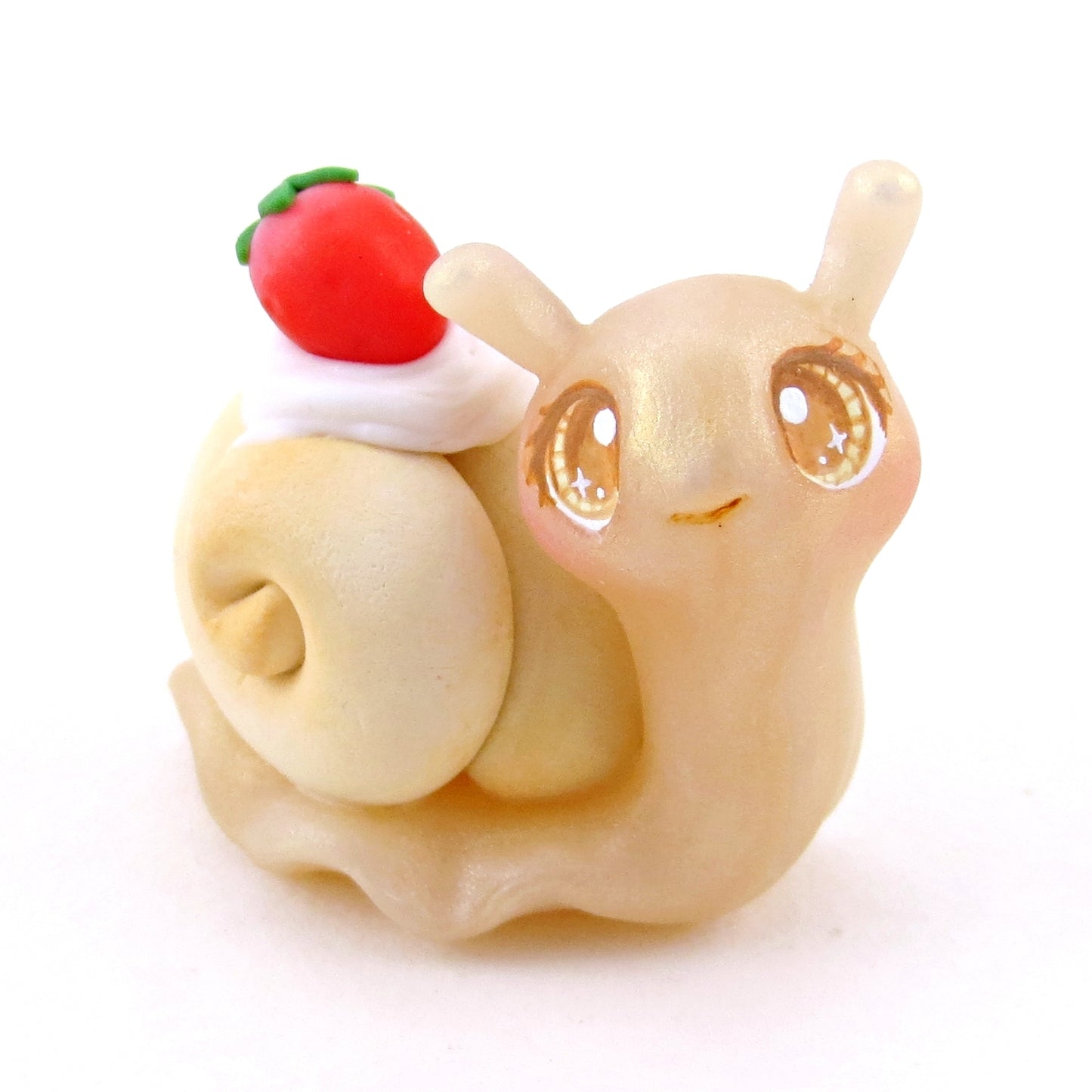 Strawberry Shortcake Snail Figurine - Polymer Clay Animals Cottagecore Fruit Collection