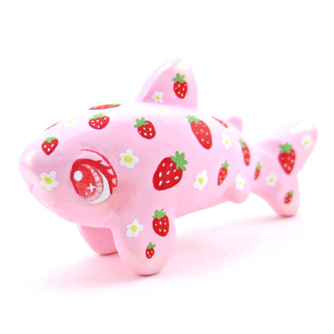 Strawberry Shark Figurine - Polymer Clay Doodle Ocean Collection
