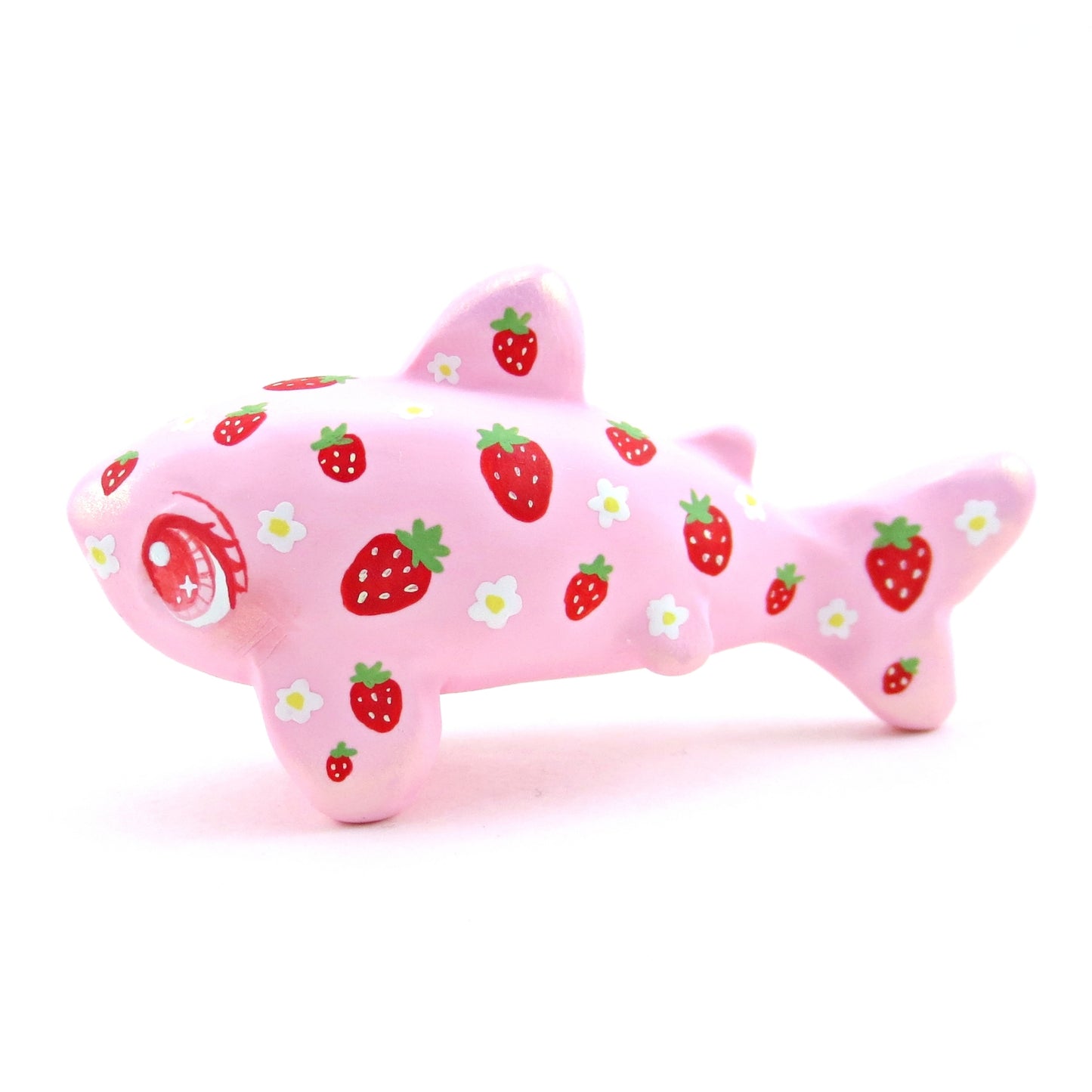 Strawberry Shark Figurine - Polymer Clay Doodle Ocean Collection