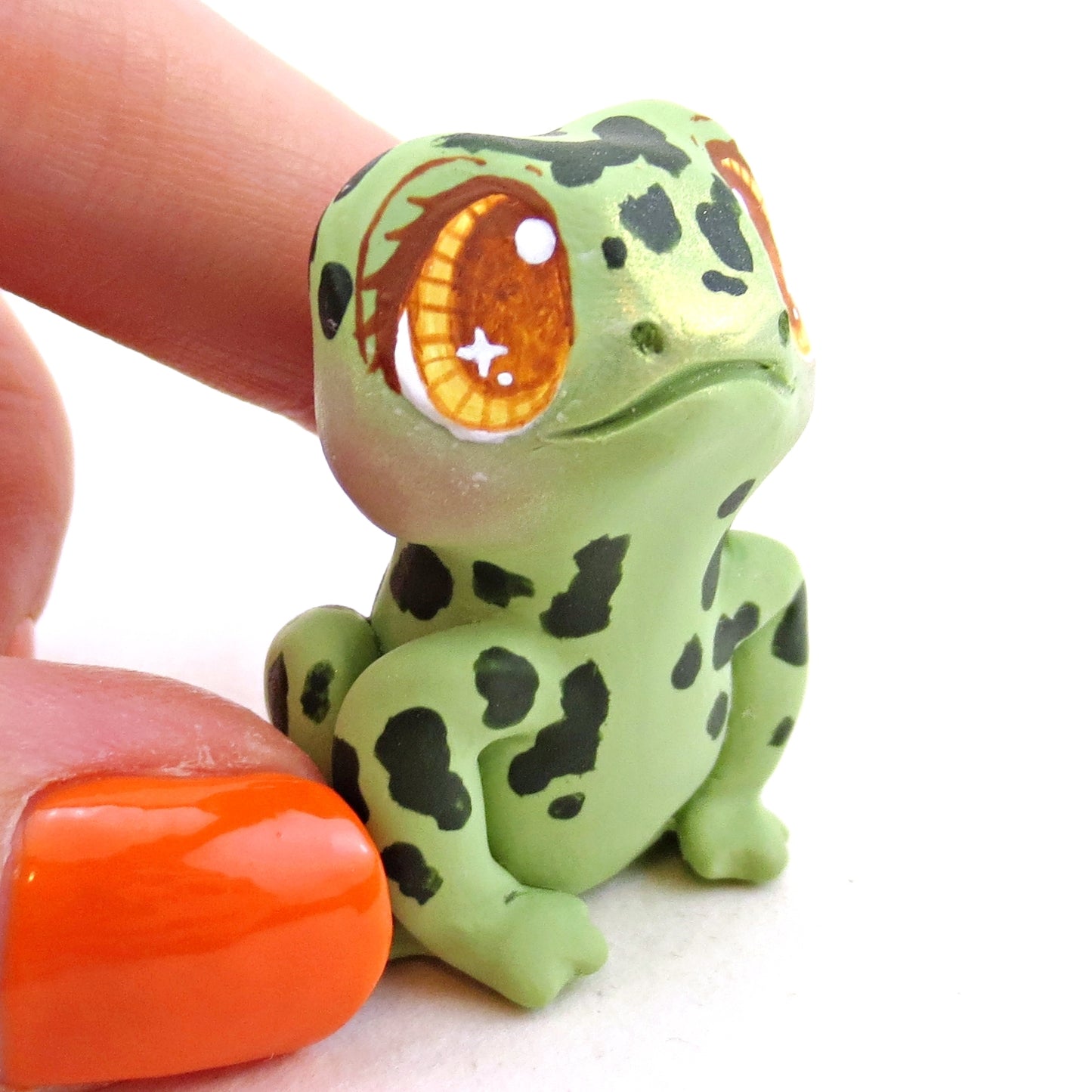 Medium Green Chonky Frog Figurine - Polymer Clay Cottagecore Fall Animal Collection