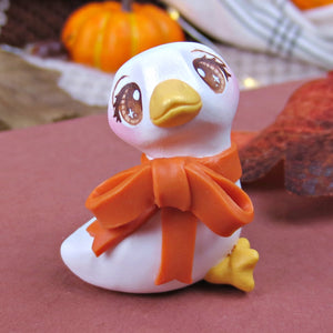 Bow Goose Figurine - Polymer Clay Fall Collection