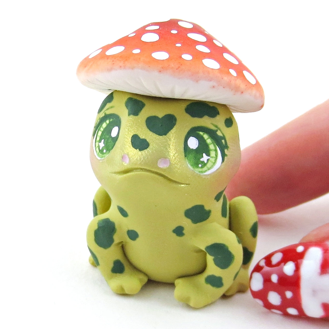 Mushroom Hat Frog Figurine - Polymer Clay Fall Collection