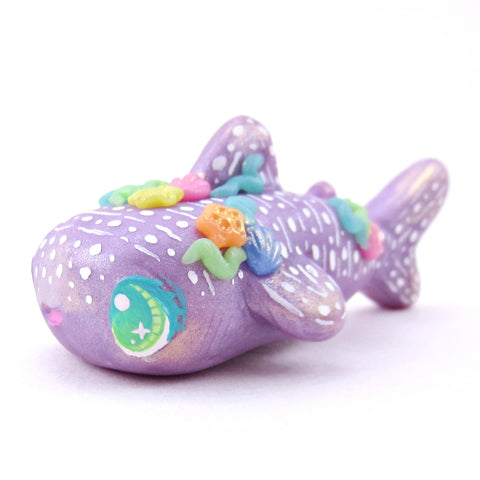 Seashell Purple Whale Shark Figurine - Polymer Clay Ocean Collection
