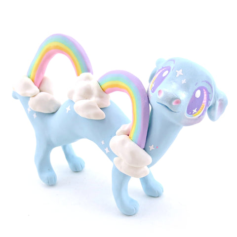 Rainbow Sky Cloud Noodle Dragon Figurine - Polymer Clay Rainbow Animals