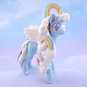 Rainbow Sky Cloud Pegasus Unicorn Figurine - Polymer Clay Rainbow Animals