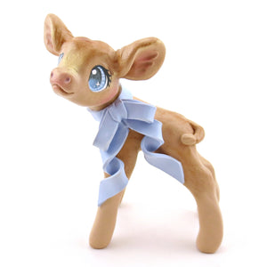 Jersey Cow with a Bow Figurine - Polymer Clay Spring Animal Collection