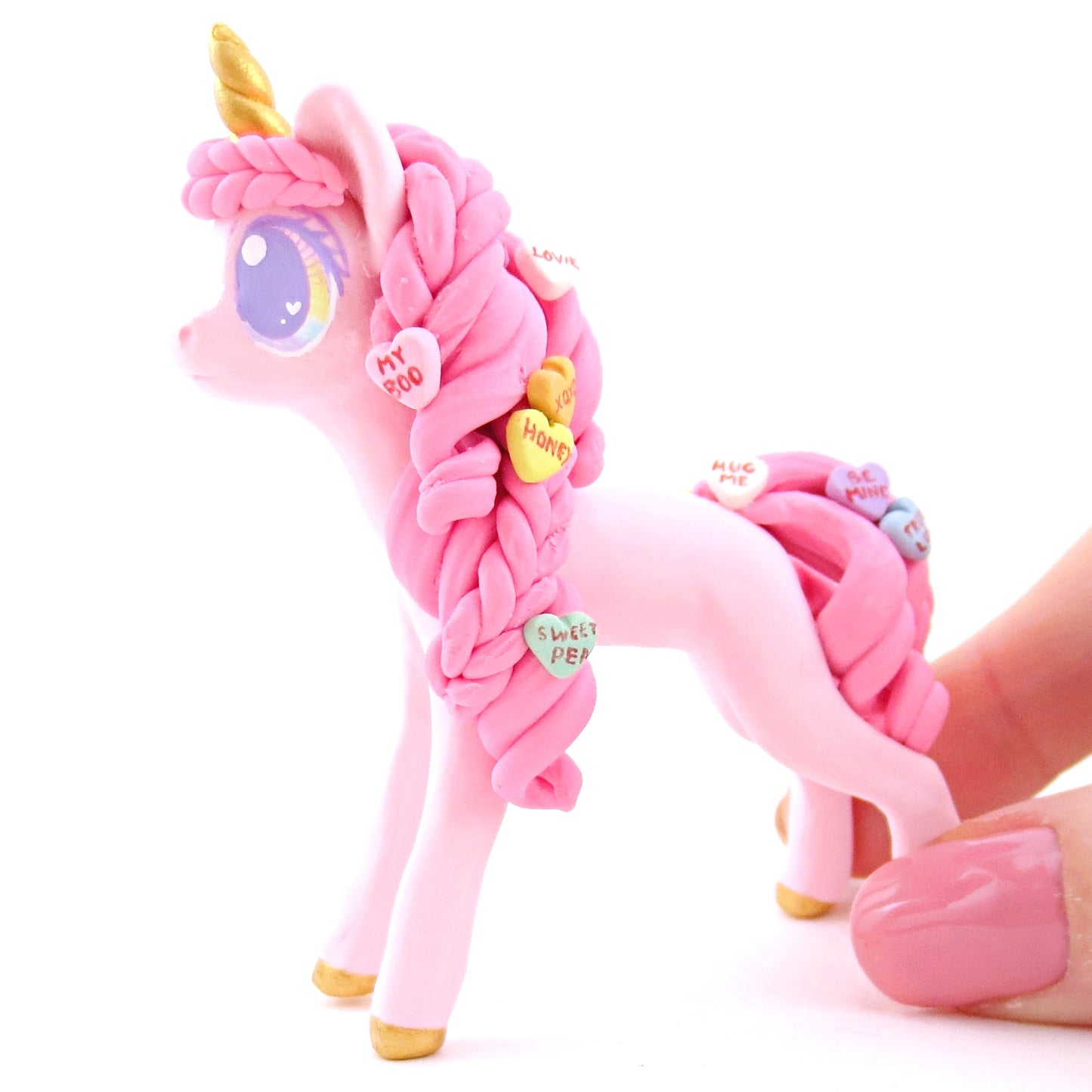 Valentine Candy Unicorn Figurine - Polymer Clay Valentine Animals
