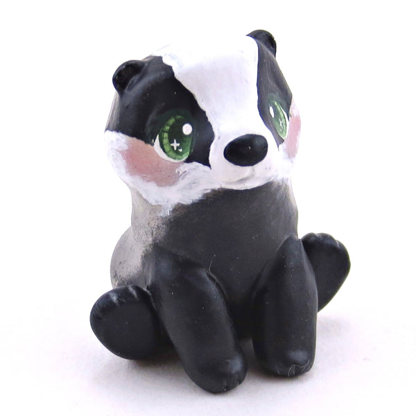 Green-Eyed European Badger Figurine - Polymer Clay Continents Collection