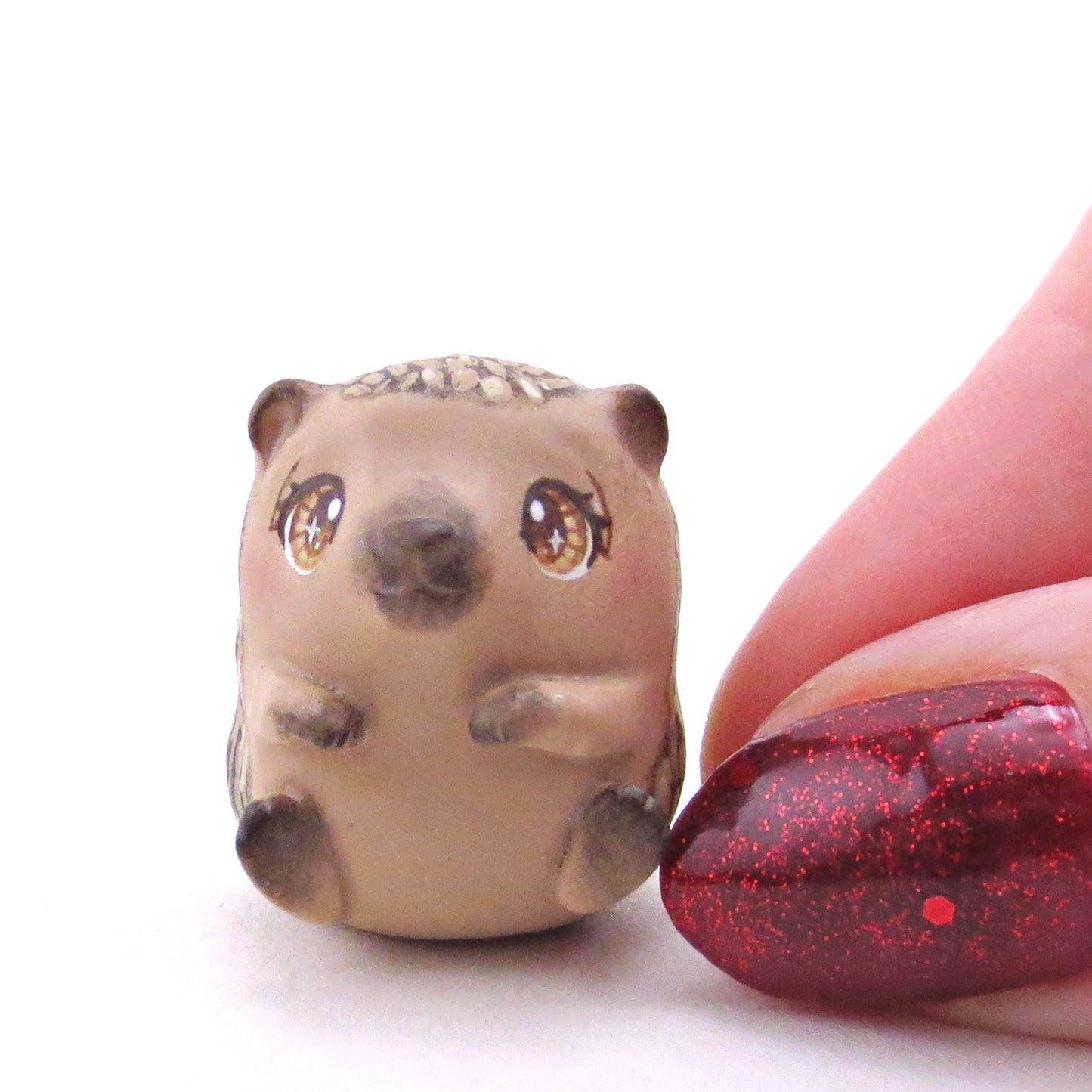 Sitting European Hedgehog Figurine - Polymer Clay Continents Collection