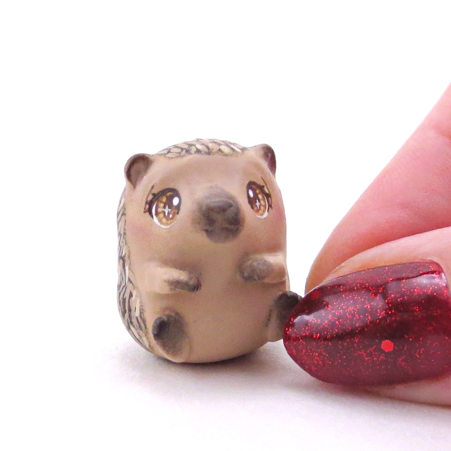 Sitting European Hedgehog Figurine - Polymer Clay Continents Collection