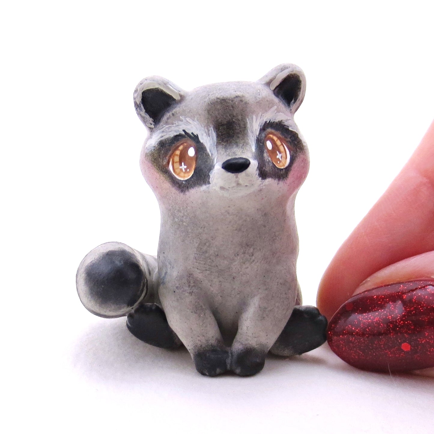 Brown-Eyed Raccoon Figurine - Polymer Clay Continents Collection