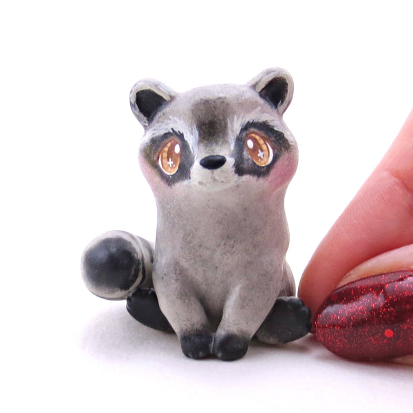 Brown-Eyed Raccoon Figurine - Polymer Clay Continents Collection