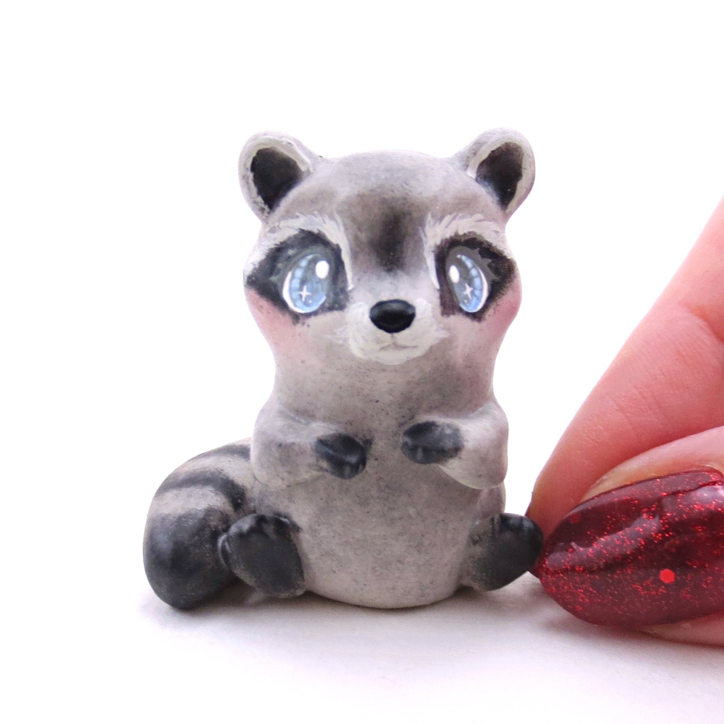 Blue-Eyed Raccoon Figurine - Polymer Clay Continents Collection