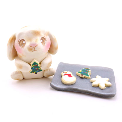 Baker Bunny with Christmas Cookies Figurine - Polymer Clay Christmas Collection