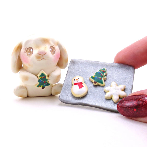 Baker Bunny with Christmas Cookies Figurine - Polymer Clay Christmas Collection