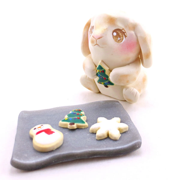 Baker Bunny with Christmas Cookies Figurine - Polymer Clay Christmas Collection