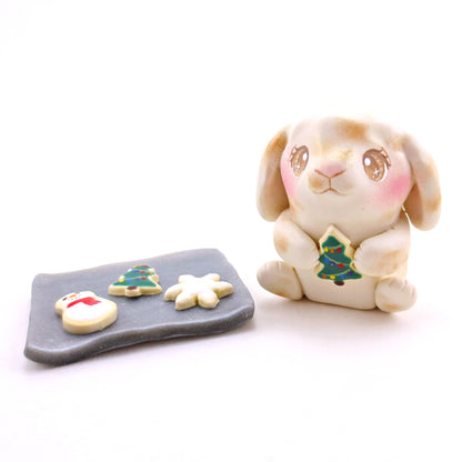 Baker Bunny with Christmas Cookies Figurine - Polymer Clay Christmas Collection