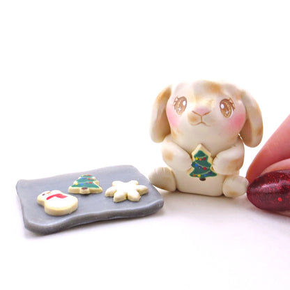 Baker Bunny with Christmas Cookies Figurine - Polymer Clay Christmas Collection