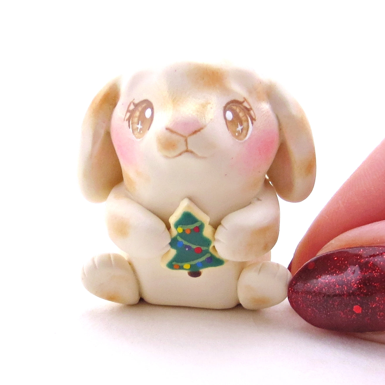 Baker Bunny with Christmas Cookies Figurine - Polymer Clay Christmas Collection