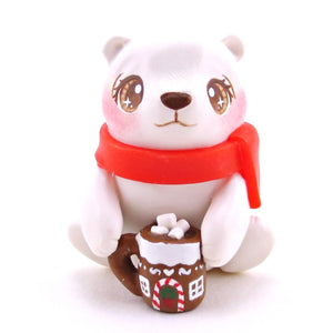 Polar Bear with a Gingerbread House Hot Cocoa Mug Figurine - Polymer Clay Christmas Collection