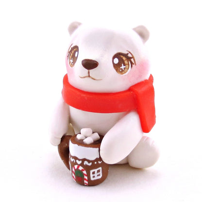 Polar Bear with a Gingerbread House Hot Cocoa Mug Figurine - Polymer Clay Christmas Collection