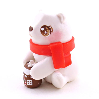 Polar Bear with a Gingerbread House Hot Cocoa Mug Figurine - Polymer Clay Christmas Collection