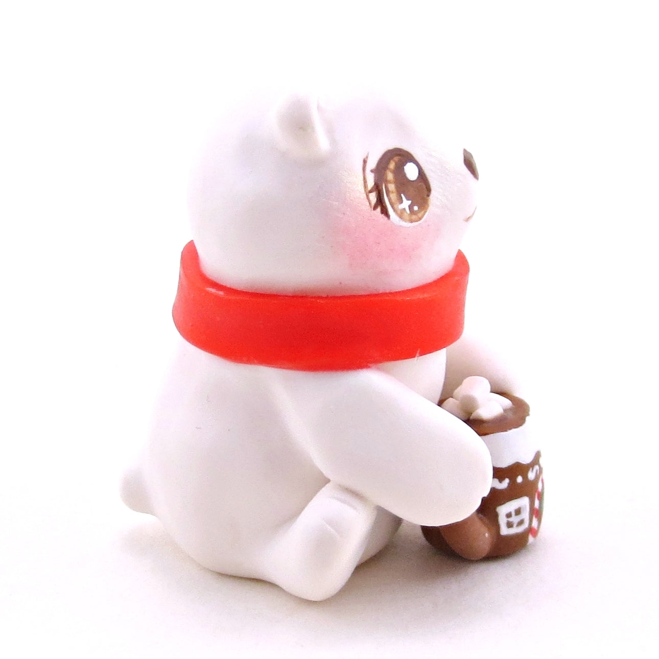 Polar Bear with a Gingerbread House Hot Cocoa Mug Figurine - Polymer Clay Christmas Collection