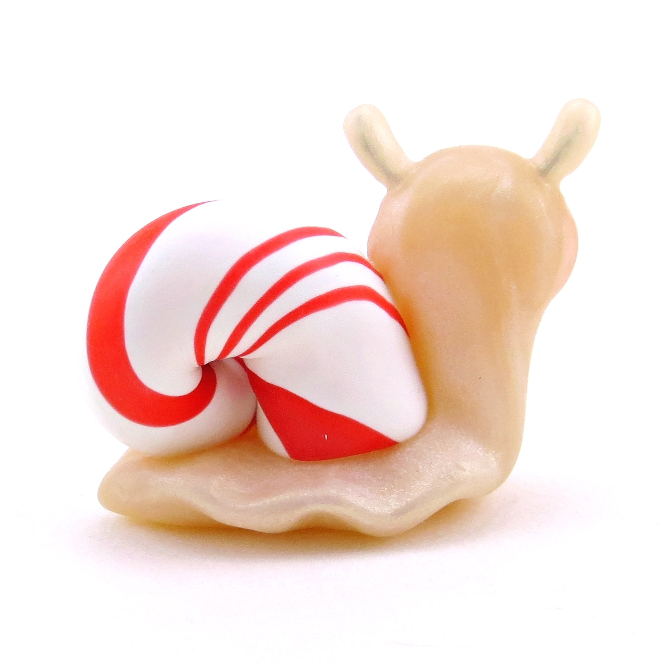 Candy Cane Snail Figurine - Polymer Clay Christmas Collection