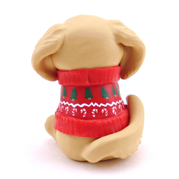 Christmas Sweater Golden Retriever Puppy Dog Figurine - Polymer Clay Christmas Collection