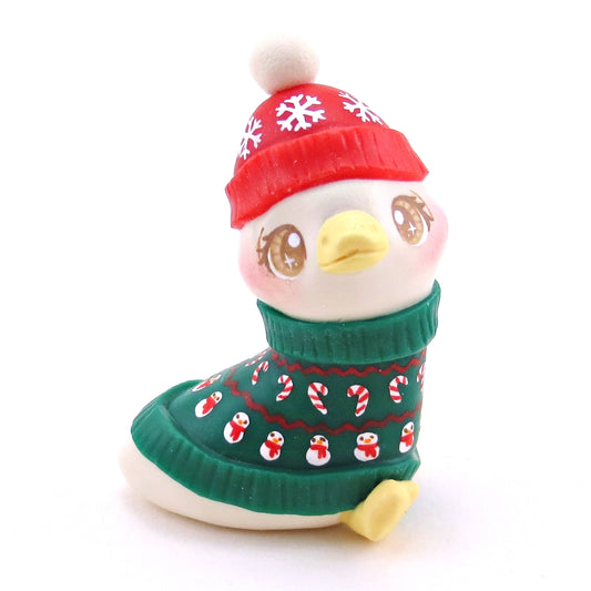 Christmas Sweater Goose Figurine - Polymer Clay Christmas Collection