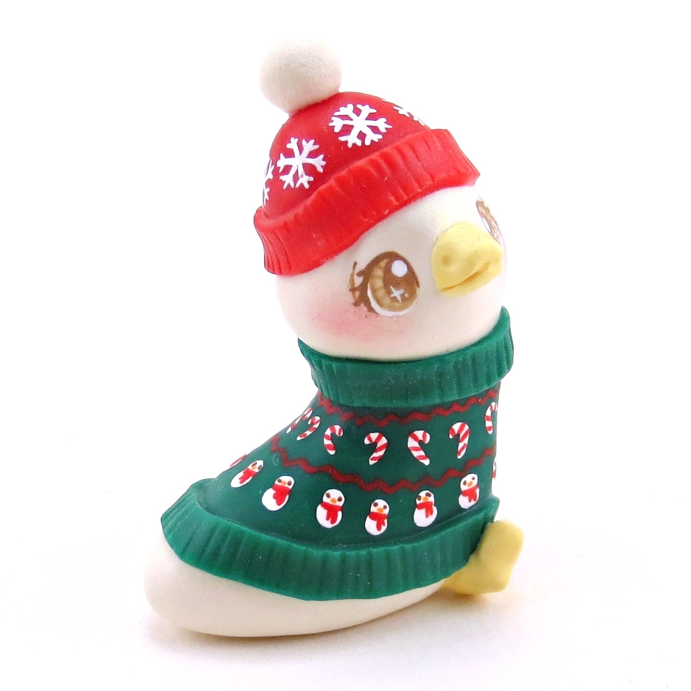 Christmas Sweater Goose Figurine - Polymer Clay Christmas Collection