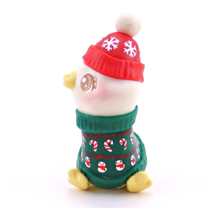 Christmas Sweater Goose Figurine - Polymer Clay Christmas Collection