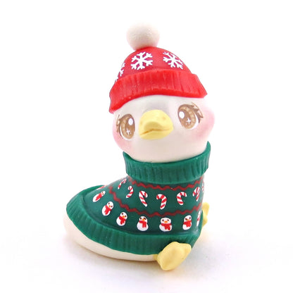 Christmas Sweater Goose Figurine - Polymer Clay Christmas Collection