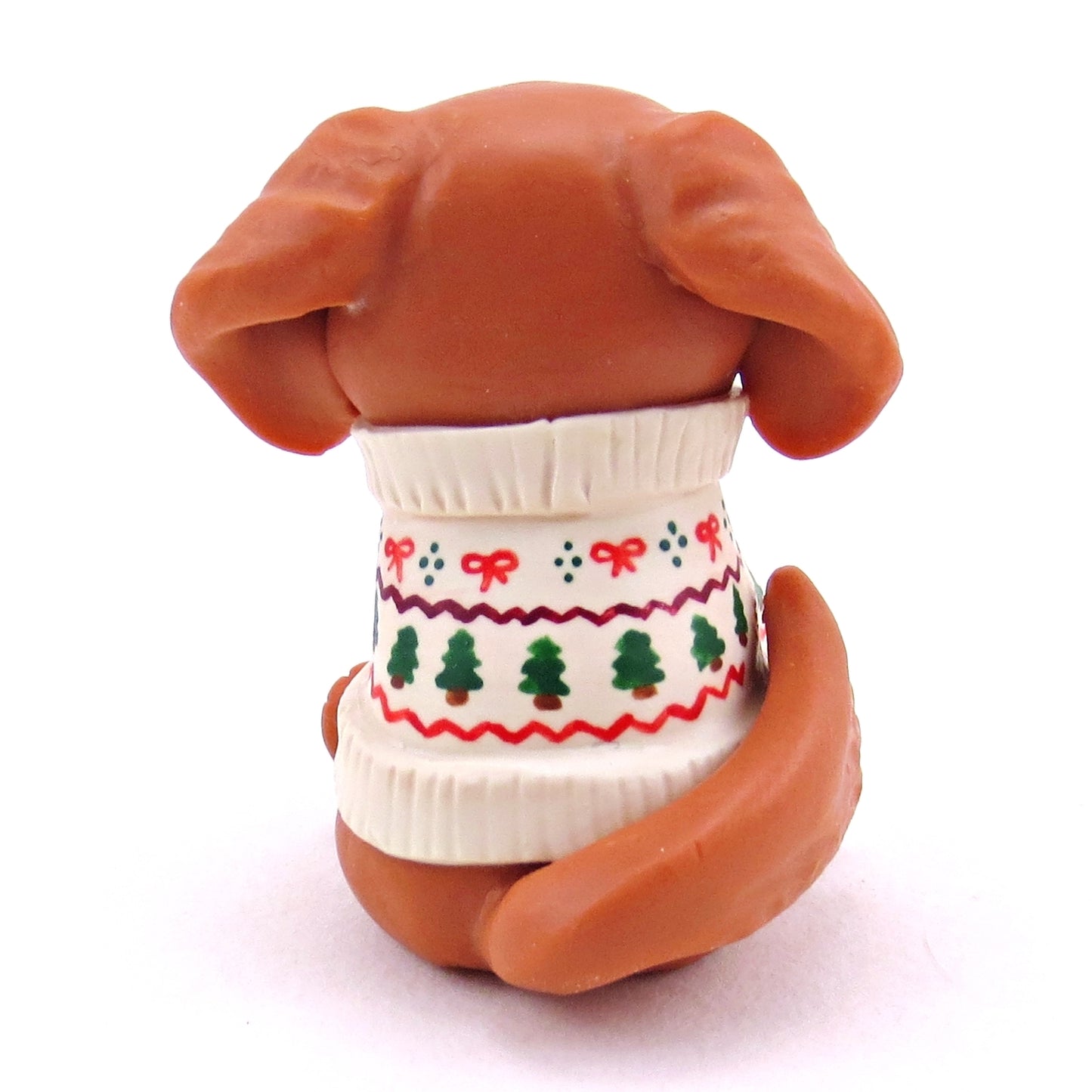 Christmas Sweater Red Golden Retriever Puppy Dog Figurine - Polymer Clay Christmas Collection