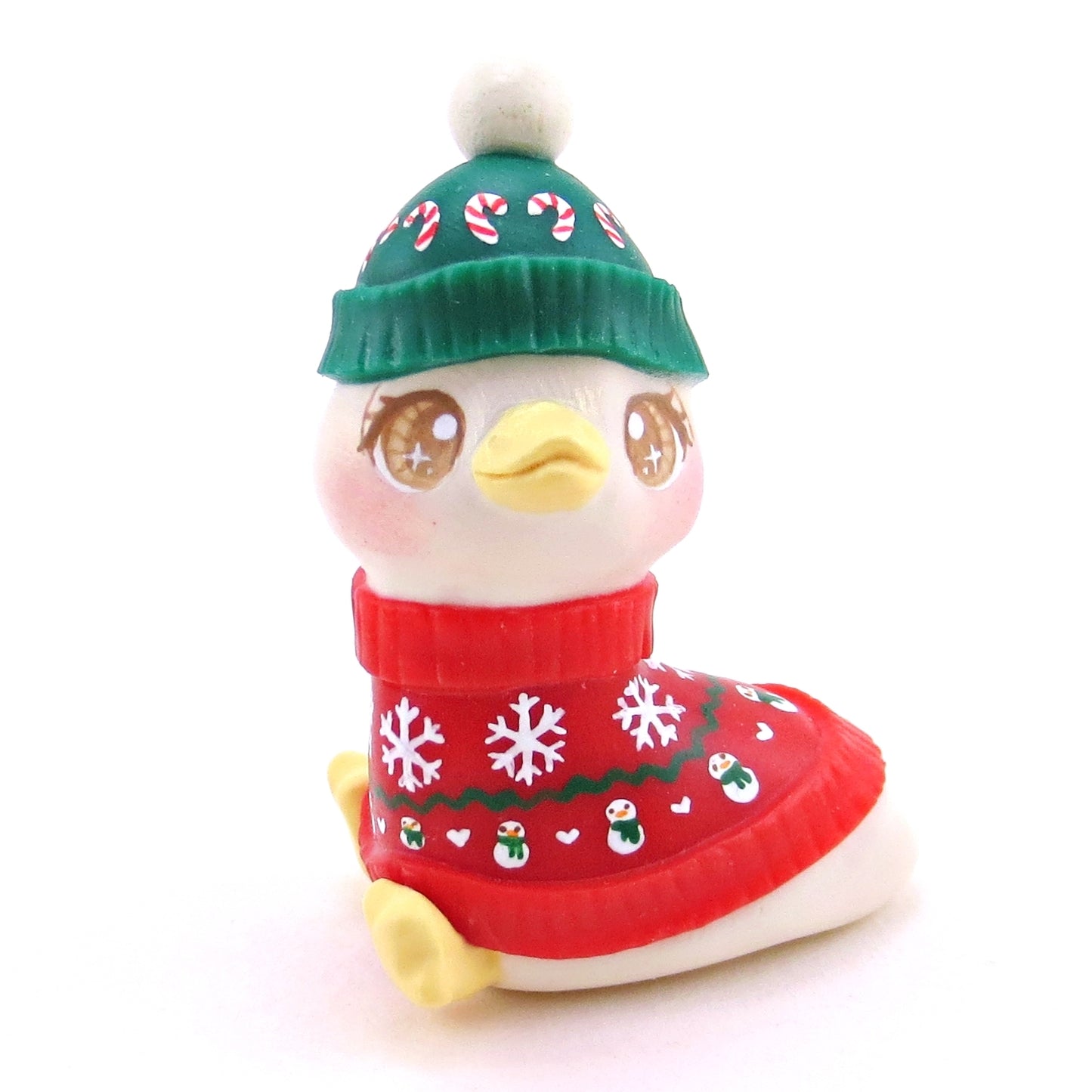 Christmas Sweater Goose Figurine - Polymer Clay Christmas Collection