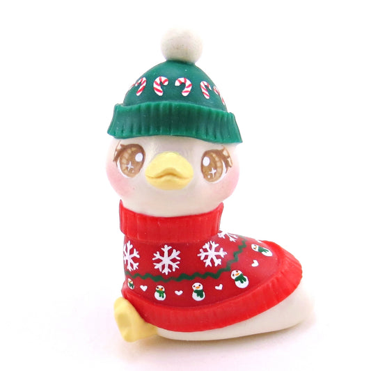 Christmas Sweater Goose Figurine - Polymer Clay Christmas Collection