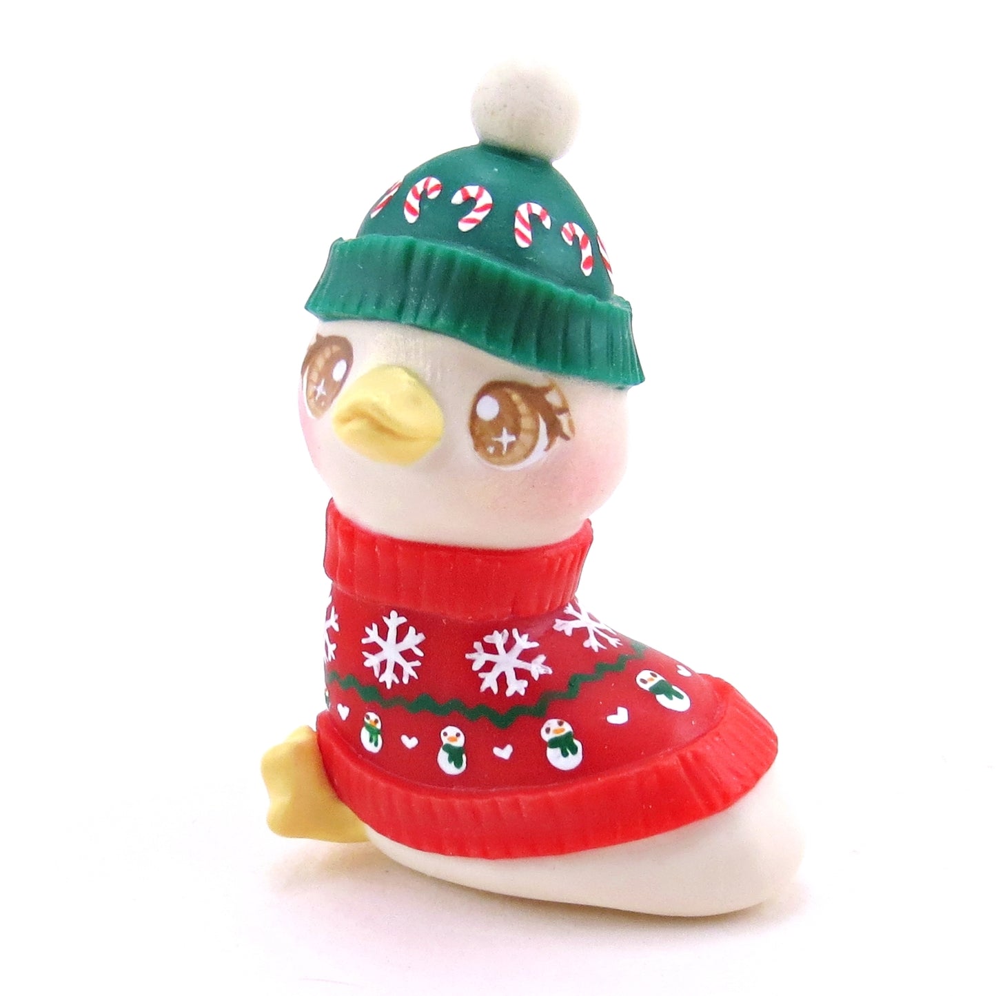 Christmas Sweater Goose Figurine - Polymer Clay Christmas Collection