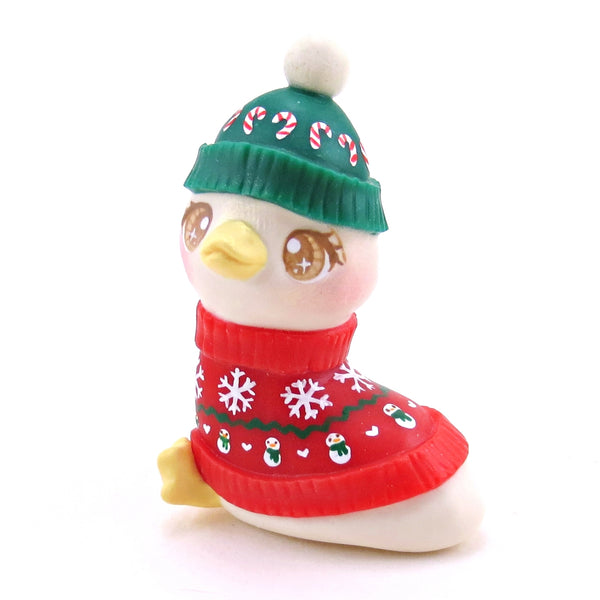 Christmas Sweater Goose Figurine - Polymer Clay Christmas Collection