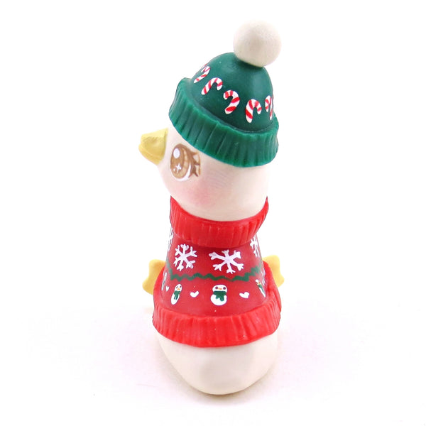 Christmas Sweater Goose Figurine - Polymer Clay Christmas Collection