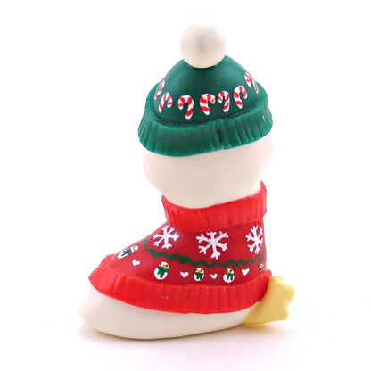 Christmas Sweater Goose Figurine - Polymer Clay Christmas Collection