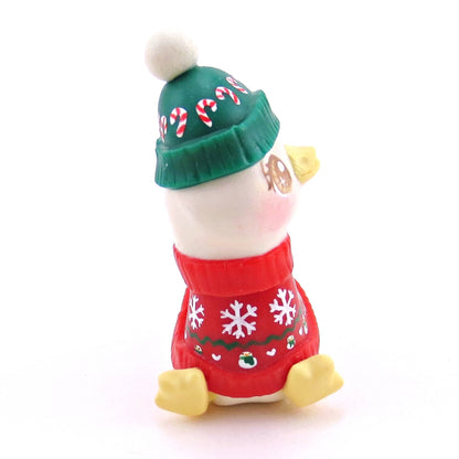 Christmas Sweater Goose Figurine - Polymer Clay Christmas Collection