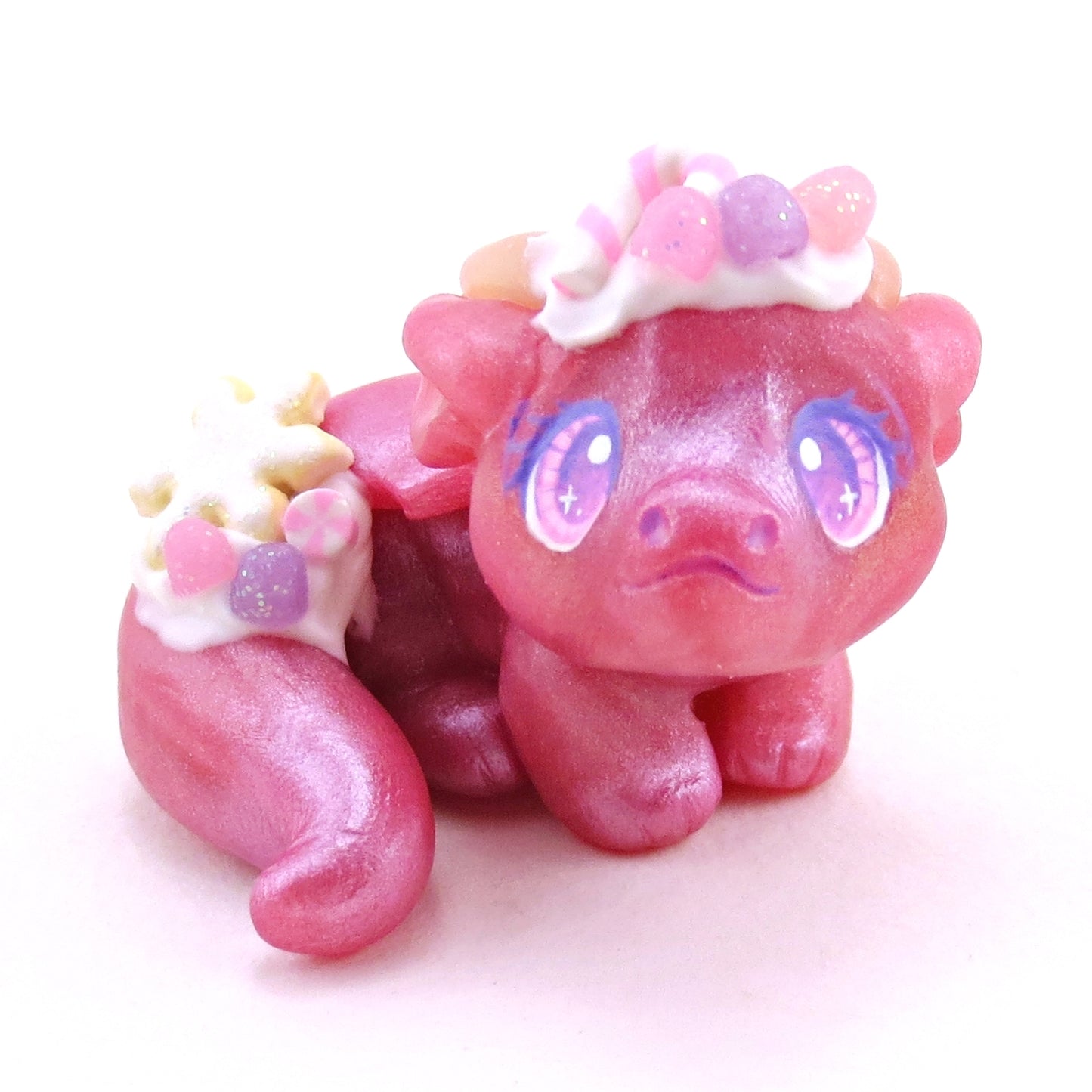 Sugar Plum Baby Dragon Figurine - Polymer Clay Christmas Collection