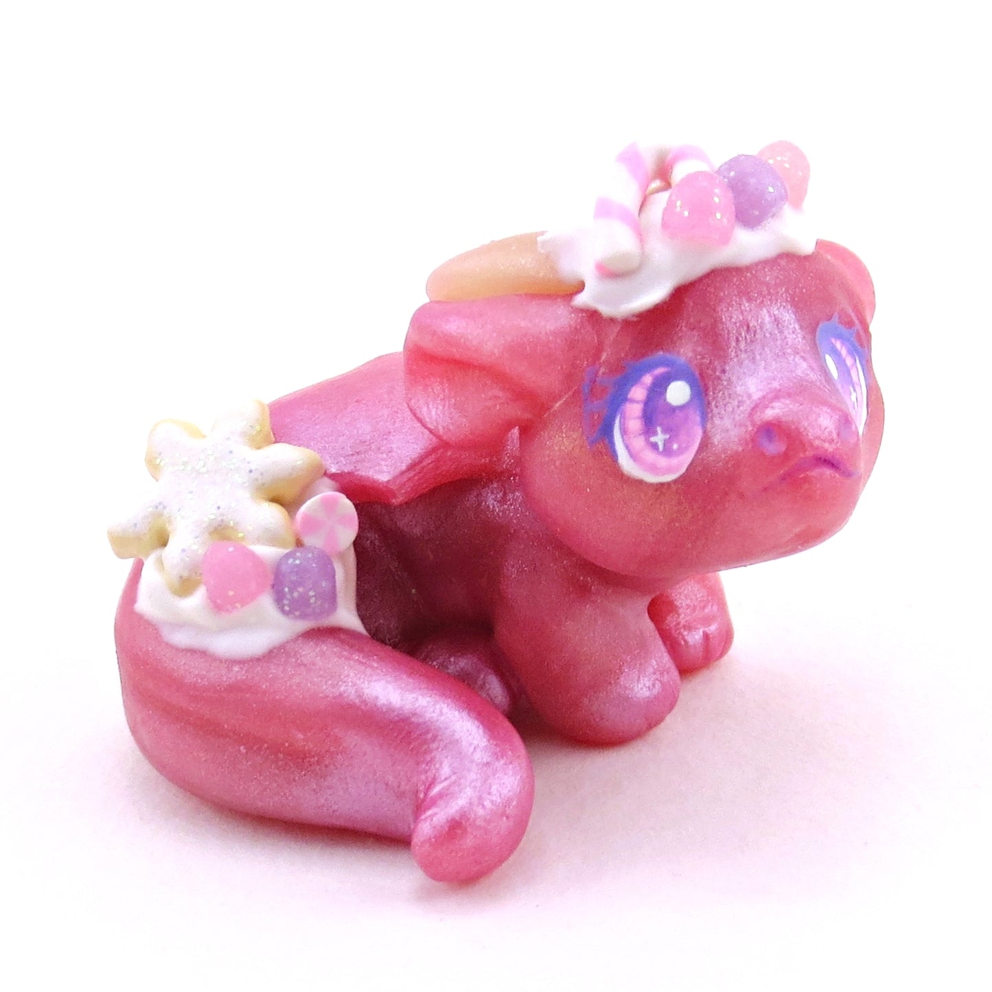 Sugar Plum Baby Dragon Figurine - Polymer Clay Christmas Collection