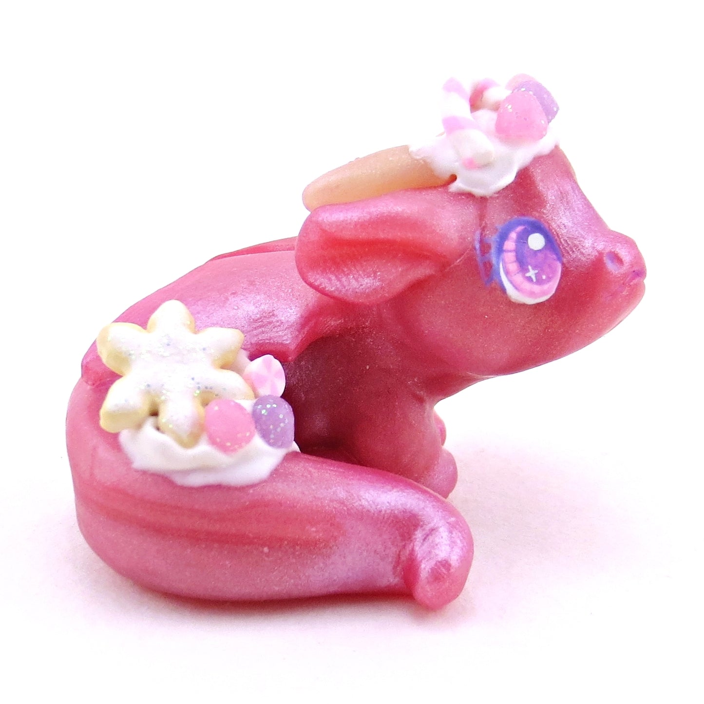 Sugar Plum Baby Dragon Figurine - Polymer Clay Christmas Collection